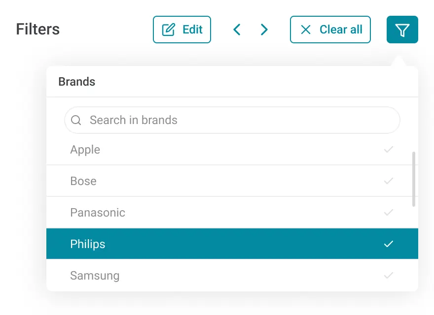 Custom page filters